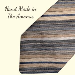 Vintage 50’s Men’s Beige Striped Hand Made in The Amanas Wool Necktie 3x57”